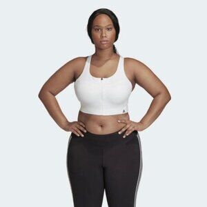 NWT Adidas White Ultimate Training Front-Zip ULT INCL Sports Bra Top Size 32F